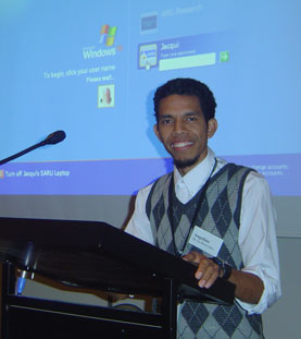 Angelino Benevides at a conference in Melbourne