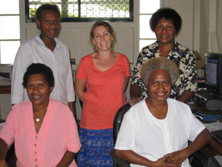 Palms Australia volunteer Annette Pocock with St Mary's staff in Papua New Guinea