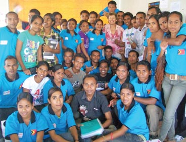 Palms Australia volunteer Ida with her students in Timor-Leste