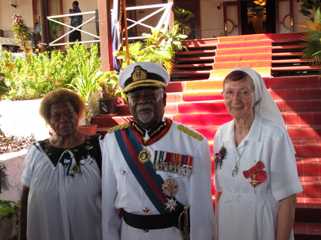 Lady Kaludia Matane, PNG Governor General Sir Paulias Matane and Sr Annette Parker OBE