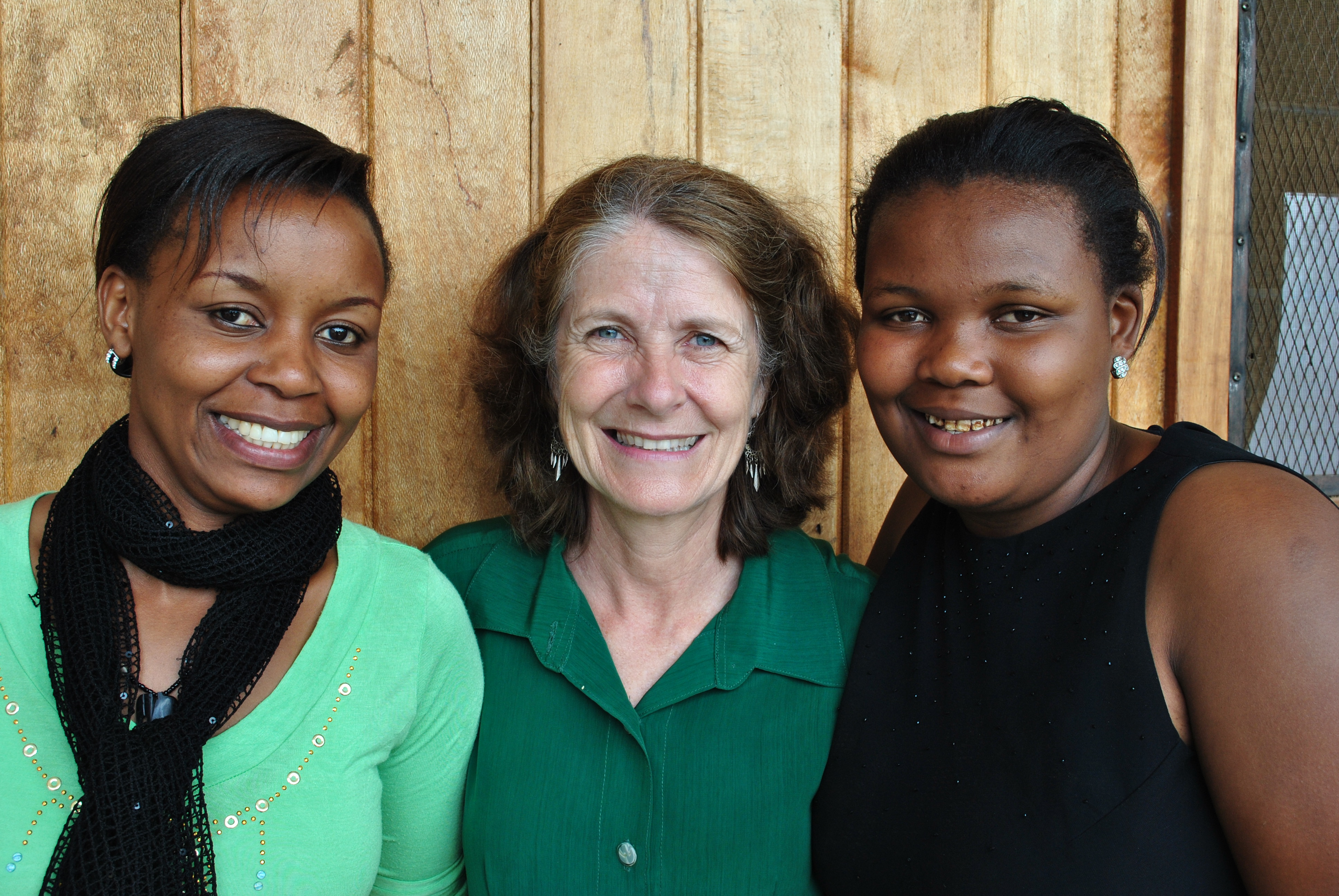 Palms Australia volunteer Jenny Ferris with colleagues in Tanzania