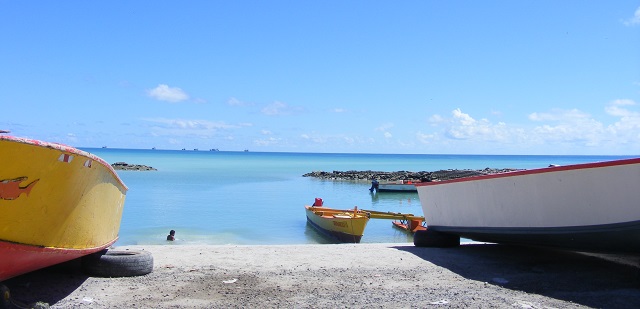 Boats on the port in Kiribati