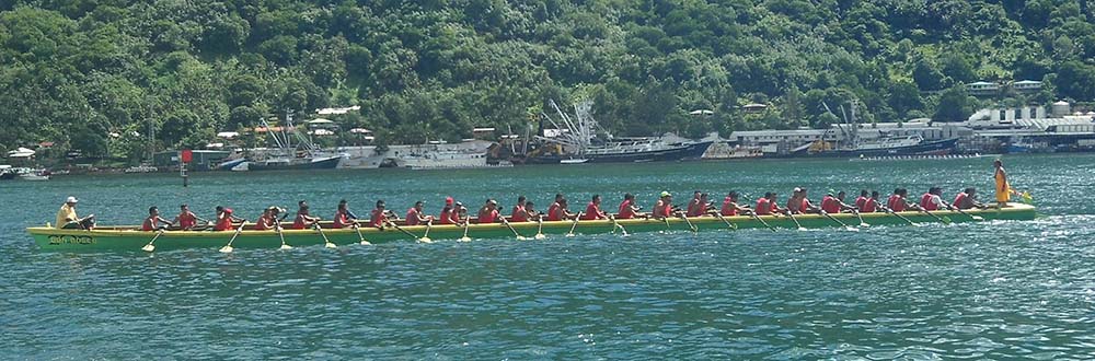 The Don Bosco Team rowing in Pago Pago, American Samoa