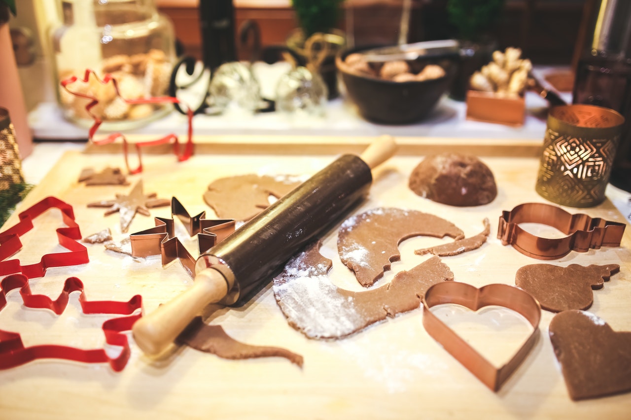 Christmas cookies being cut