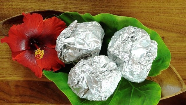 Palusami wrapped in foil