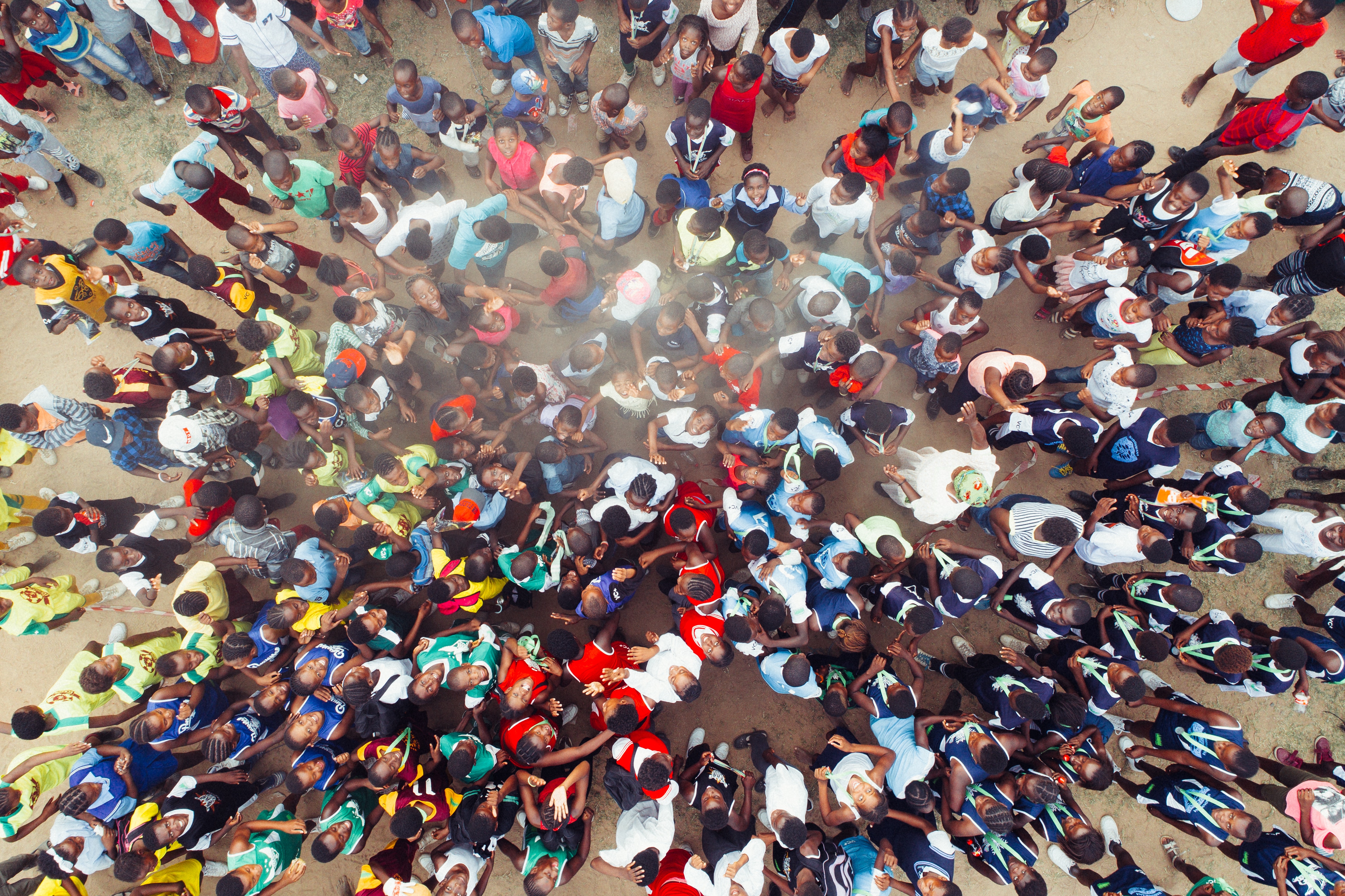 Crowd from above in Africa